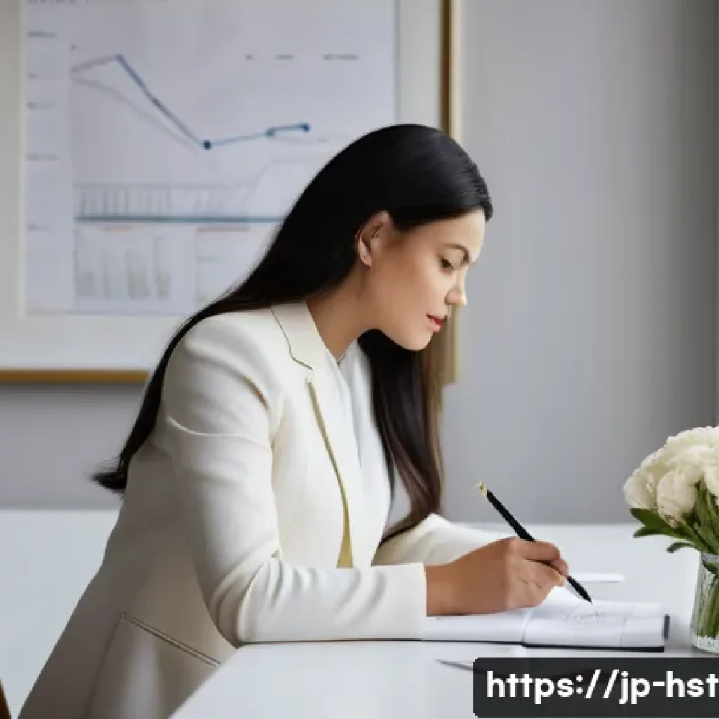 홈스타일리스트 연봉 협상 팁 - **Prompt:** A sophisticated young female home stylist, in her late 20s to early 30s, dressed in a ch...