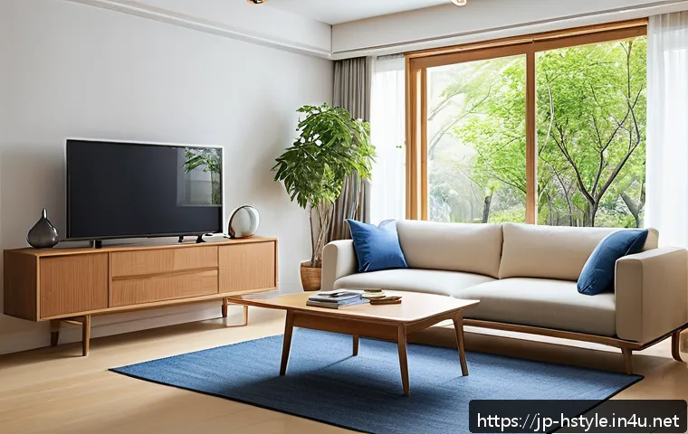 홈스타일링 실기시험 준비 꿀팁 - A modern interior exam setting showcasing practical layout skills: a compact living room with balanc...
