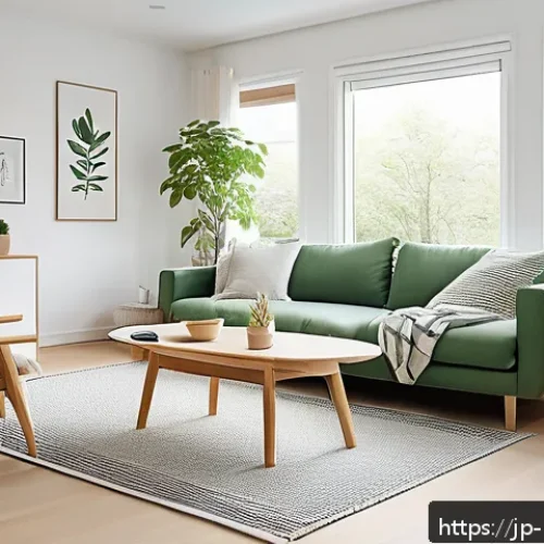 홈스타일리스트로서의 해외 진출 전략 - A modern Scandinavian living room interior showcasing minimalistic and functional furniture design, ...